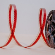 a close up of a reel of film