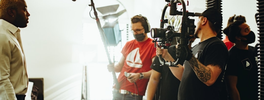 a group of people with cameras