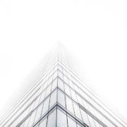 bottom view of glass building