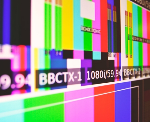 close-up photo of SPMTE color bars