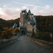empty pathway towards castle