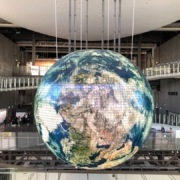 giant globe inside building