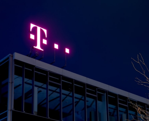 lighted signage of T-mobile