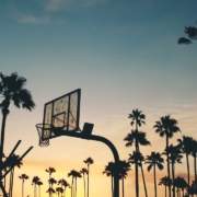 silhouette photo of basketball system