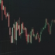 Stock market chart shows a declining trend.