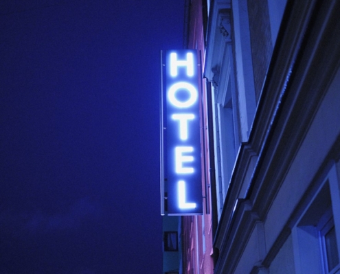 turned on Hotel LED signage
