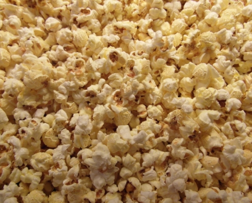 A close up of a bowl of popcorn