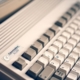a keyboard with a small sticker