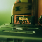 a video game sitting on top of a black box