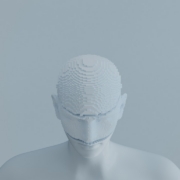 a white mannequin wearing a white mask