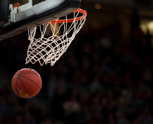 ball under basketball ring
