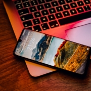 black iphone 7 on macbook pro