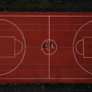 brown and white basketball court