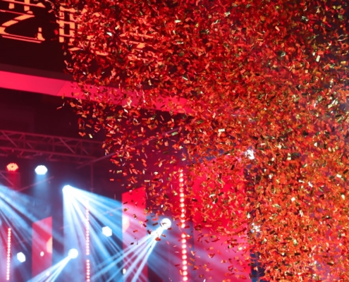confetti pouring on stage