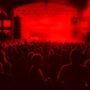 people inside concert ground at night