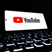 Youtube logo displayed on a keyboard.