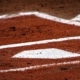 a baseball field with a white line on it