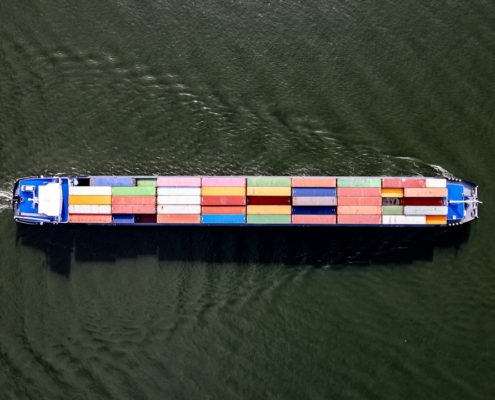 a large container ship in a body of water