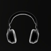a pair of headphones on a black background