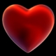 A red heart on a black background