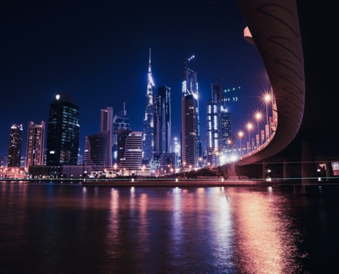 landscape photo of high-rise building during nighttime