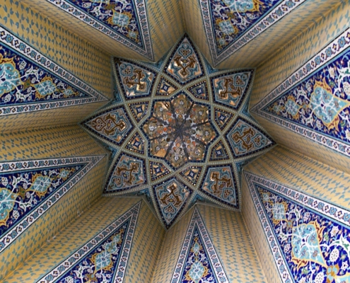 low angle view of gothic architectural ceiling