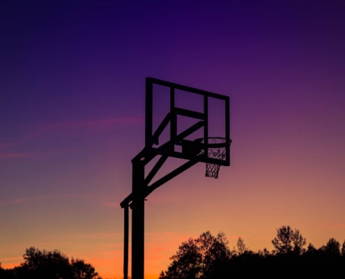 silhouette of basketball system