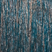 a blue curtain with silver foil on it