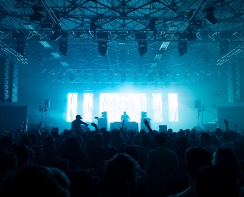 a group of people standing on top of a stage