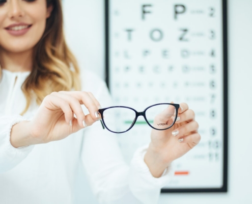 black framed eyeglasses