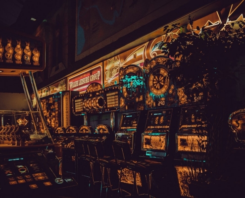 multicolored arcade machines
