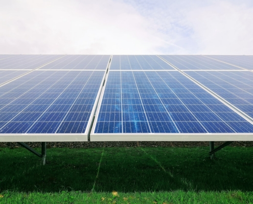 white and blue solar panel system
