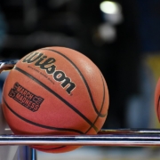 Wilson basketball on rack