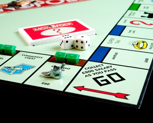 a close up of a monopoly board game