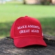 a red hat that says make america great again