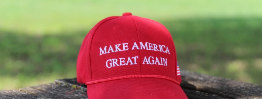 a red hat that says make america great again