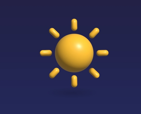 a yellow object on a dark blue background