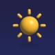 a yellow object on a dark blue background
