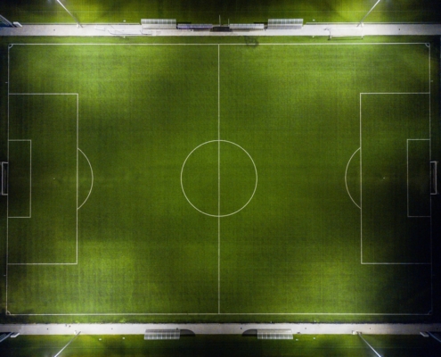 aerial view of football field