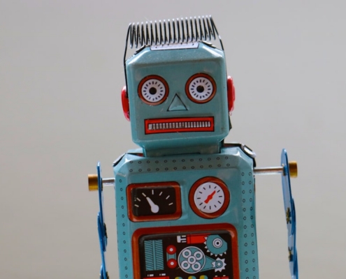 blue plastic robot toy