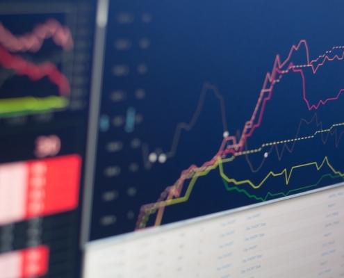 close-up photo of monitor displaying graph