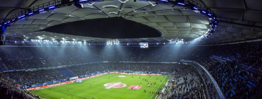 high angel photography of football stadium