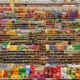 high-angle photography of grocery display gondola