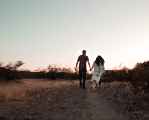 man and woman near road