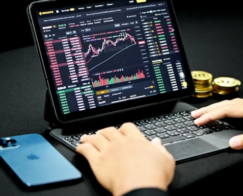 person using black and gray laptop computer
