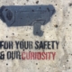 Security camera stencil with text on wall