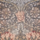 white blue and red floral textile